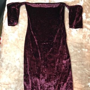 Fashion nova maroon midi  velvet dress